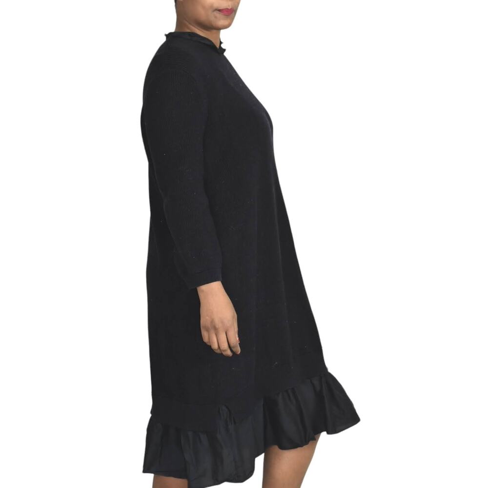 COS Sweater Dress Blue Navy Ruffle Hem Knit Ruched Overlay Layered Size Large - Picture 12 of 14